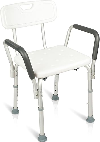 Silla de ducha con respaldo Vive, silla para tina con asas para minusválidos, discapacitados y personas mayores; asiento para tina con asas médicas