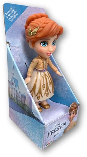 Miniatura 2 de Amarina Empaquetado en caja transparente para regalo, muñeca de 3.5 pulgadas de Frozen a elegir entre los 14 personajes de Frozen (Anna Gold)