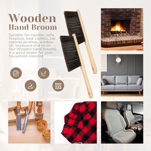 Tioncy 8 Pieces Wooden Dust Brush Bulk Hand Broom Bench Soft Bristle Cleaning Outdoor Furniture Brushes with Long Wood Handle for Cleaning Car Bed Sofa Fireplace Couch Clothes - Thumbnail 6