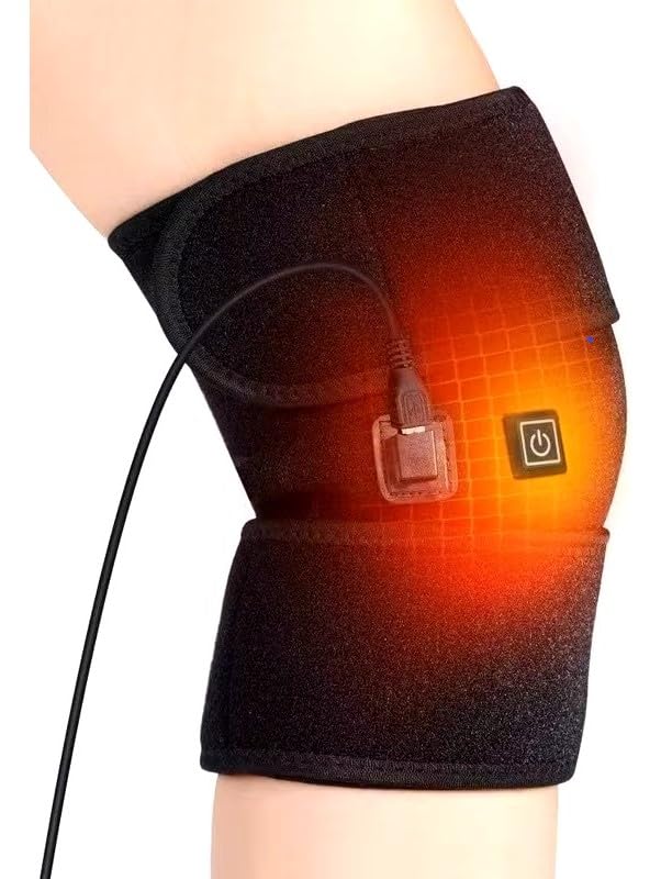 Joelheira Elétrica Térmica 3 Níves de Aquecimento Infravermelho, Alívio Para Articulações Artrite, Cãimbras Cinta de Joelho Elétrico com Cabo USB, Joelheira Massageadora Para Homens e Mulheres