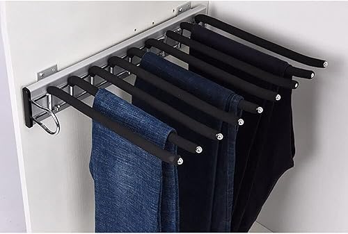 Estante extraíble de 9 brazos para pantalones de armario soporte de almacenamiento de pantalones deslizante estante organizador de armario de acero