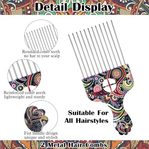Molain 2 Pack Peines Afro de Acero Inoxidable miniatura 3