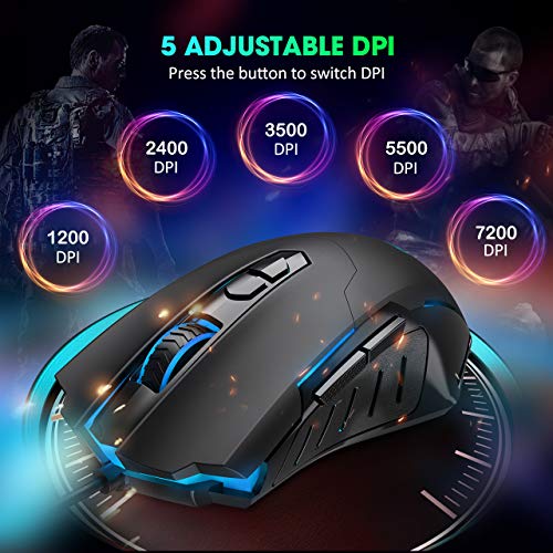Lizsword Wired Gaming Mouse, Pc Gaming Mice [Breathing Rgb Led] [Plug Play] High-Precision Adjustable 7200 Dpi, 7 Programmable Buttons, Ergonomic Computer Usb Mouse For Windows/Pc/Mac/Laptop Gamer #TOP3
