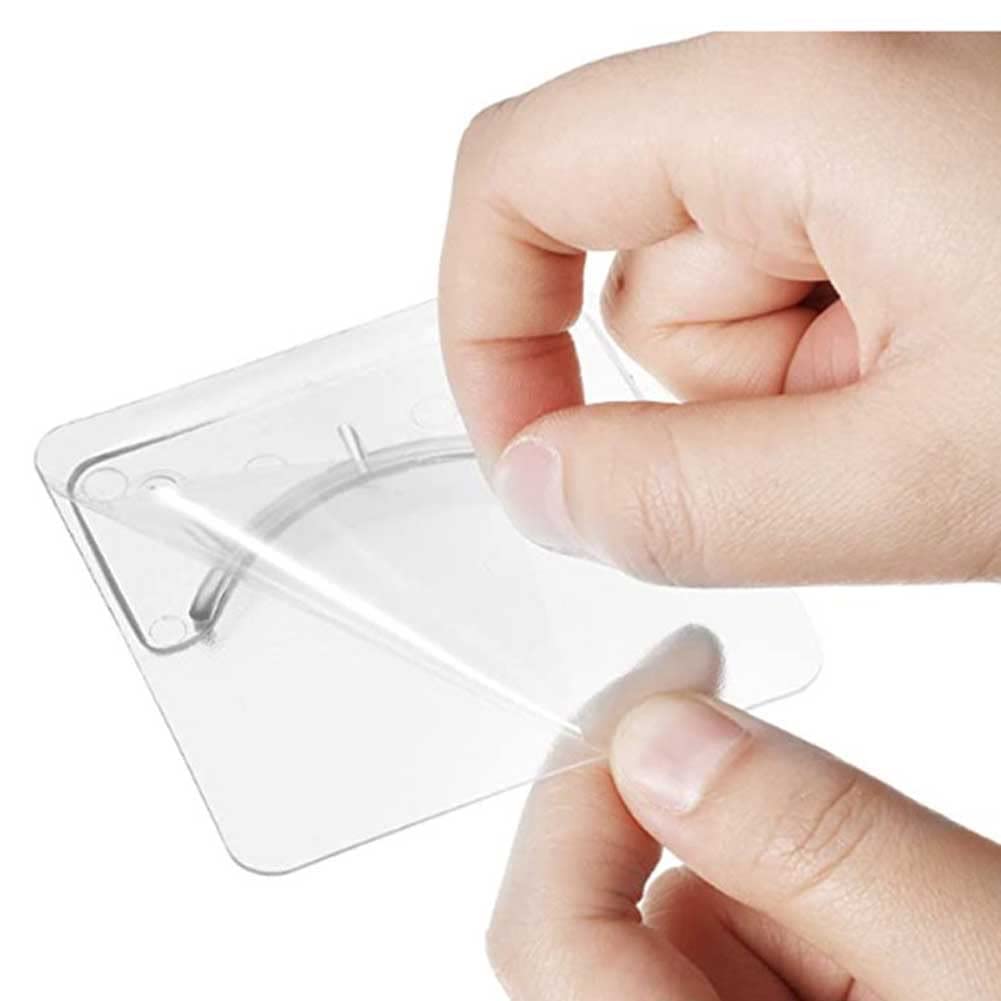 2 Pcs Adhesive Shower Curtain Rod Holder Wall Mounted Tension Curtain Rod Holder Transparent Rod Retainer, No Drilling (Shower Curtain Rod Not Included)