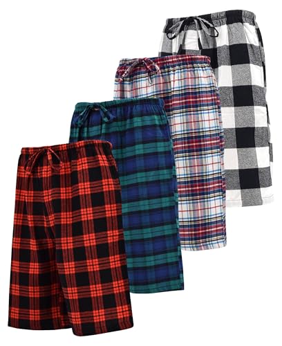 Andrew Scott Men's Cotton Flannel Soft Woven Lounge PJ Shorts | Drawstring & Pockets | Multi Packs