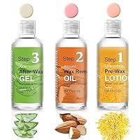 Demine Vor- und Nachwachspflege Kit, Professionelles Waxing Set für Frauen zu Hause, Pre Wax Cleanser, Wachsentferner Öl, Nach dem Wachs kühlendes Aloe Vera Gel