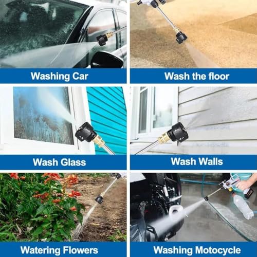 Image of 6 in 1 Cordless Car Washer Gun Portable Pressure Washer Gun 48V 12000mah High Pressure Water Gun Cordless Pressure Washer with 6 in 1 Adjustable Nozzle Portable Power Washer for Car Window Cleaning