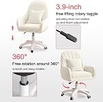 Home Office Chair Computer Chair with Mid-Back Upholstered Modern Tufted Computer Task Chair Swivel Height Adjustable Velvet Accent Chair Suitable for Bedroom,Study,Beige