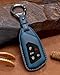 YONUFI for VW Atlas Key Fob Cover Premium Leather Car Remote Case Holder Keychain Compatible for Volkswagen ID4 MK8 Golf GTI 2025 2024 -Blue