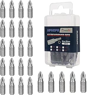 HPHOPE PH1 Bit x 25mm Length Screwdriver Bits, 1/4 Inch Standard Hex Fitting (25 Bits per Box)