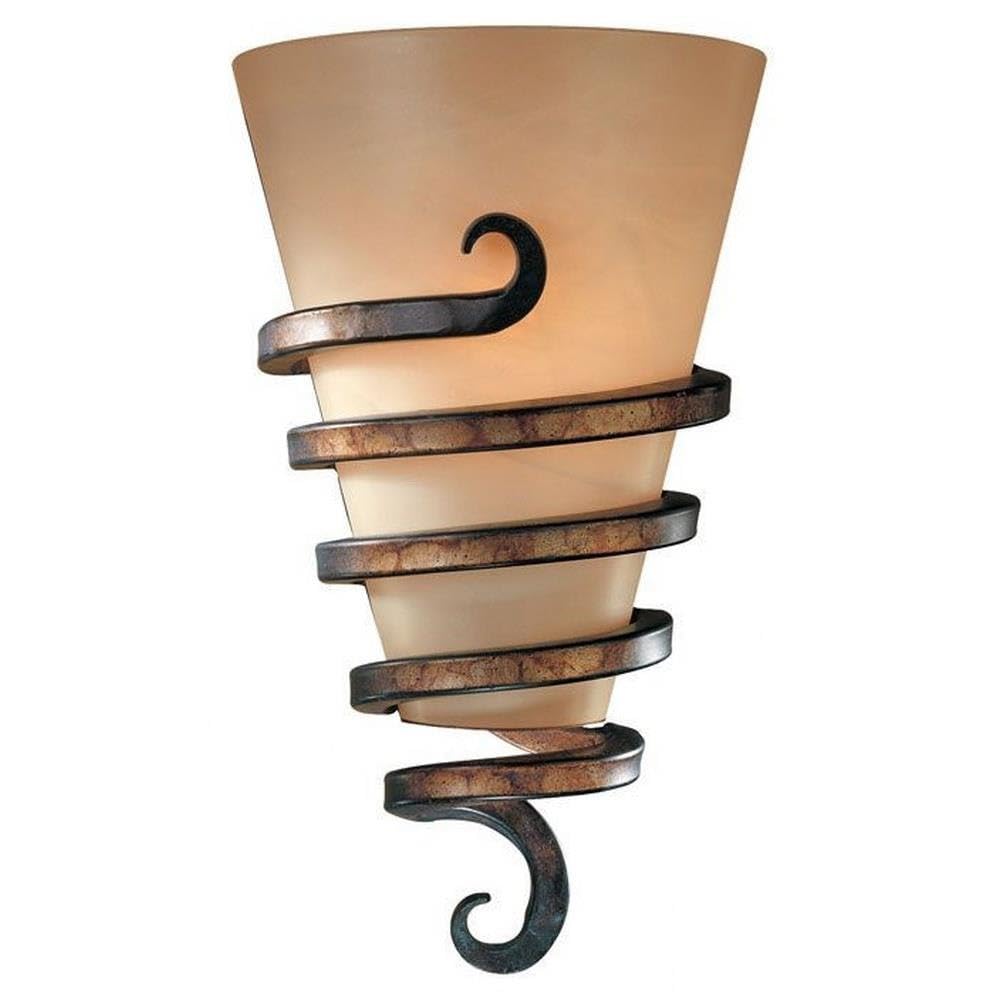 Minka Lavery Tofino Bronze Wall Sconce - 15 Inch Glass Lamp Fixture, 100 Watt