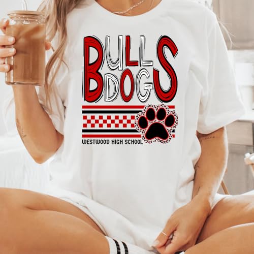 Personalized School Mascot Shirt, School Team Shirt, Team Mascot Tshirt, School Spirit Shirt, Personalized School Shirt, Matching Team Shirts, Sports Tee White3