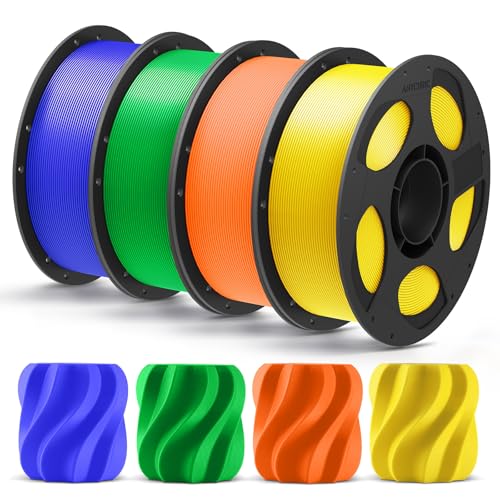 Image of ANYCUBIC PLA Plus (PLA+), 3D Printer Filament 1.75mm Bundle, High Toughness, Dimensional Accuracy + /- 0.02mm, 4 Pack 1KG Reusable Spool, Blue, Green, Orange, Yellow