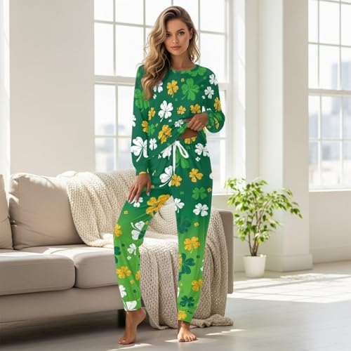 Image of Women's Pajamas Set Soft 2 Piece Loungewear Long Sleeve Pj Set Matching Sleepwear with Pockets for Women Plus Size