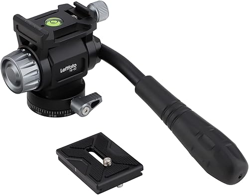 LEFTFOTO Mini trípode de cabeza fluida Pan Tilt Head con cabeza de bola panorámica y placa de liberación rápida Arca Swiss para trípode de cámara,