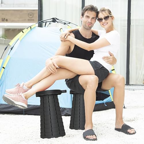 Image of ALEVMOOM Upgraded Collapsible Stool with Cushion,600LBS Max Weight,18.1 inch Height Adjustable,Sturdy Portable Telescoping Stool,Folding Camping Stool for Outdoor Hiking Travel