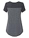 Lingfon Women's Short Sleeve Pleated Front Stitching Tunic Shirt Top(M,Black)