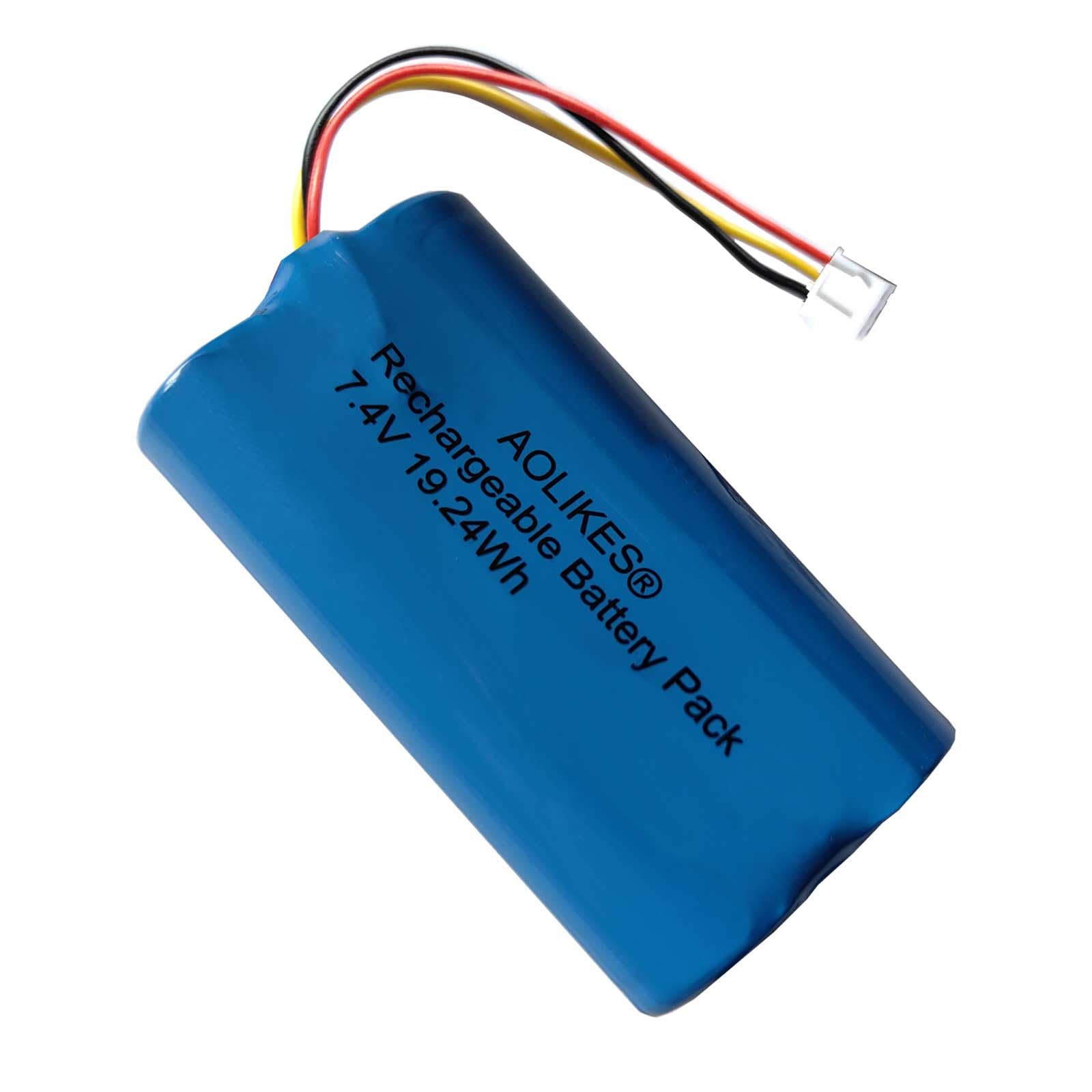 AOLIKES Lot de 2 batteries lithium-ion rechargeables 18650 2s1p 2600 mAh 7,4 V avec connecteur XH2,54/3p/cellules 5C/prend en charge la charge rapide/batterie 8,4 V