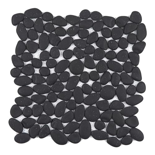 Diflart Pebble Tile for Shower Floor, Black, 5 Sq.ft, Tumbled, Interlocking Pebble Mosaic Wall Tile for Kitchen Backsplash, Bathroon Wall, Pack of 5 Sheets Diflart Pebble Tile for Shower Floor, Black, 5 Sq.ft, Tumbled, Interlocking Pebble Mosaic Wall Tile for Kitchen Backsplash, Bathroon Wall, Pack of 5 Sheets