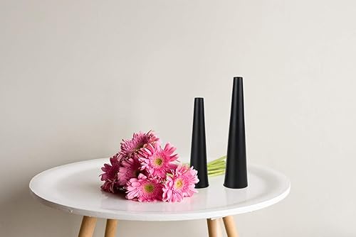 Miniatura 6 de Vixdonos Jarrón de metal negro de 10.58.5 pulgadas, juego de 2 jarrones cónicos para decoración de mesa de boda, decoración del hogar (negro mate)
