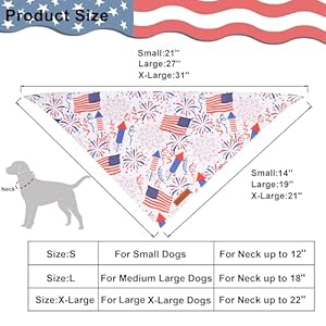 ADOGGYGO American Flag Dog Bandana White Blue 4th of July Flag Dog Scarf Premium Durable Fabric Adjustable Fit Pet 4th of July Bandanas for Small Dogs Pets Small 4th of July
