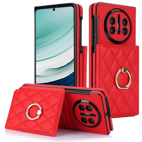 Étui Huawei Mate X3 en cuir premium rouge, style flip case magnétique chic