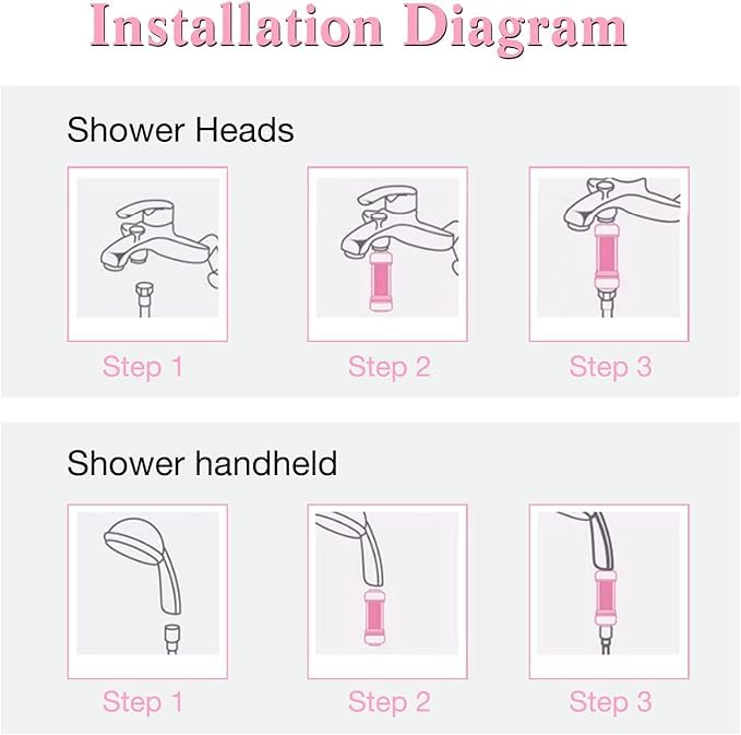 Image of Rose Vitamin C Shower Filter for Hair & Skin (Rose Color), Removes Chlorine & Rust, Softens Hard Water up to 98%, Prevents Dry Skin & Hair Loss, Universal Shower Head Filter, ABS Material