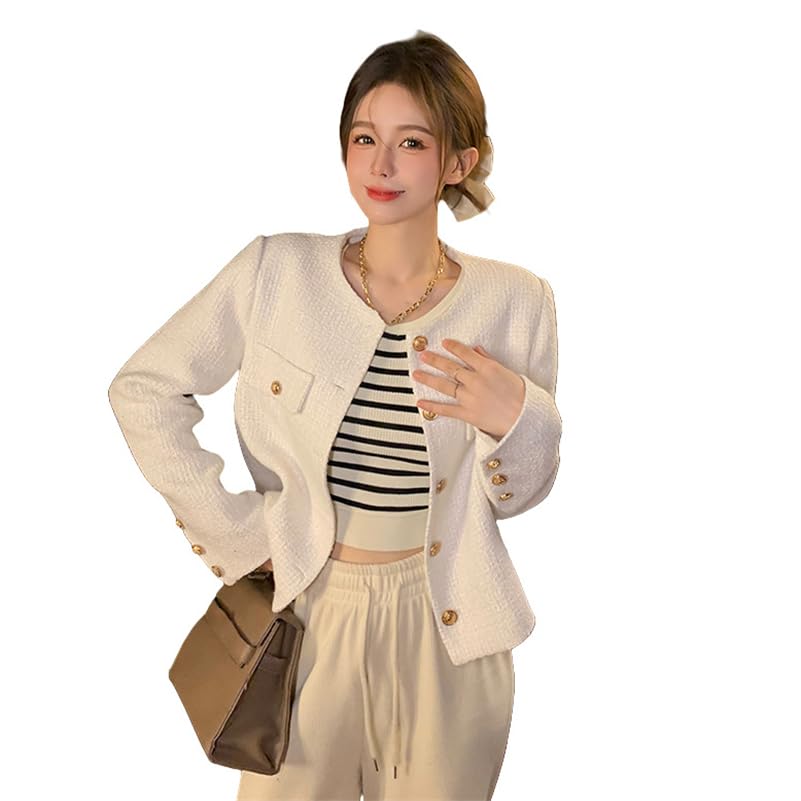 Veste courte en tweed style français d'une élégance rare pour vêtement d'automne