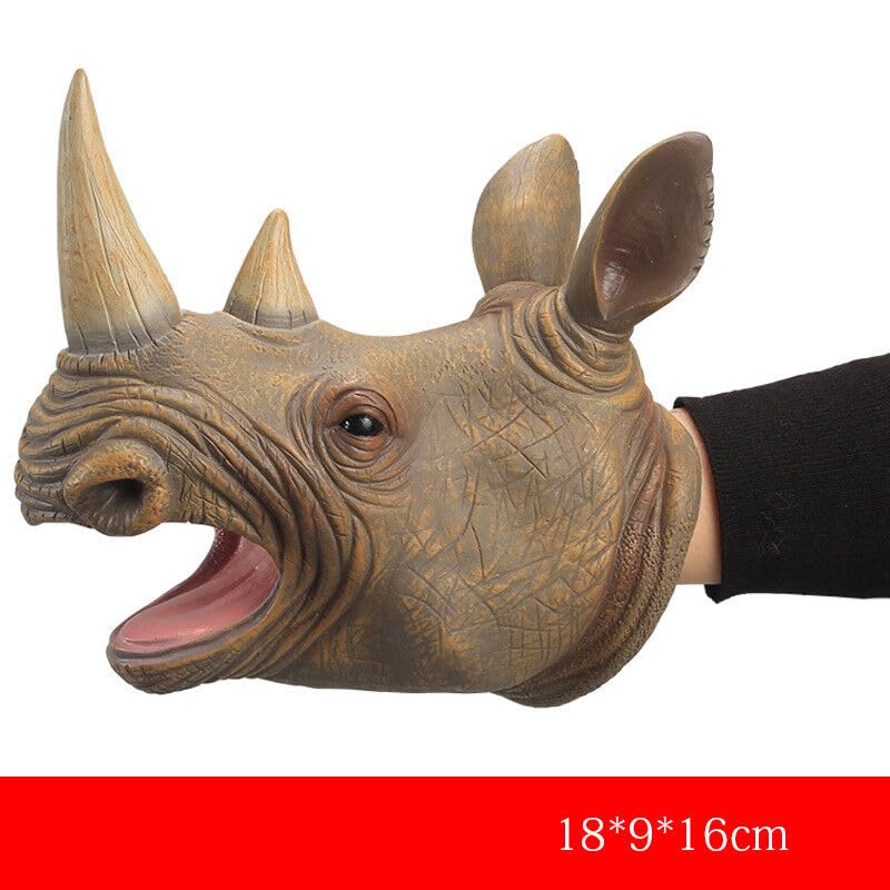 Image of Moira Animal Dinosaur Rubber Hand Glove Puppet Doll Kids Childrens Toys (Rhinoceros)