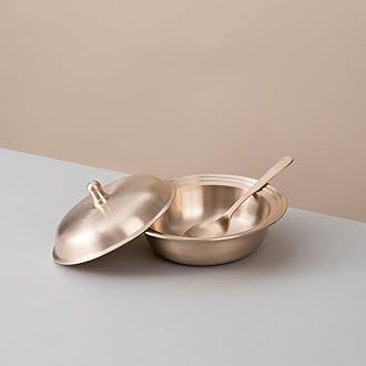 40-Piece Kansa Dinner Set | Matte Finish | 6 Plate (10.5 Thali), 12 Bowls, 6 Glass, 6 Sweet Dish Plate, 6 Spoon, 2 Serving Bowls with 2 Spoons | Handcrafted Bronze Tableware,Solid