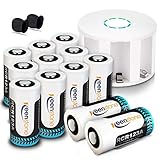 Arlo Lithium Batterien 12 St 3,7V 700mAh Wiederverwendbar mit 8 Slot Ladegerät und 3 Silikonhüllen für Arlo Kamera VMC3030/VMK3200/ VMS3330/3430/3530 und Taschenlampe etc