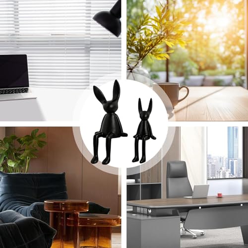 Decoración de Pascua para mesa: 2 figuras de conejo de cerámica Bexdug 5