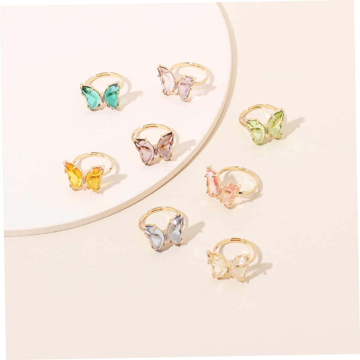 FRCOLOR 5 Series Anillo De Ajustable Para Mujeres De Transparente Y Joyería Casual Para Niñas Y Adolescentes 8 Piezas X 5