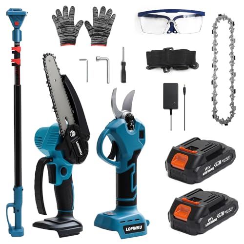 高枝切り電動チェーンソー 充電式 高枝 チェーンソー 高枝切りバサミ...