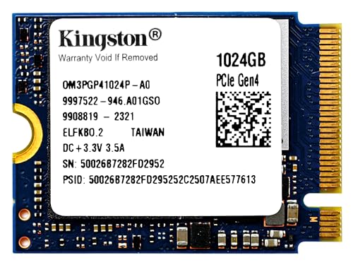 Image of Kingston 1TB M.2 2230 PCIe Gen 4.0x4 NVMe SSD TLC NAND (R /W Speeds up to 4,540 /4,230 MB /s) OM3PGP41024P-A0 Compatible with Steam Deck Surface Ally Mini PCs