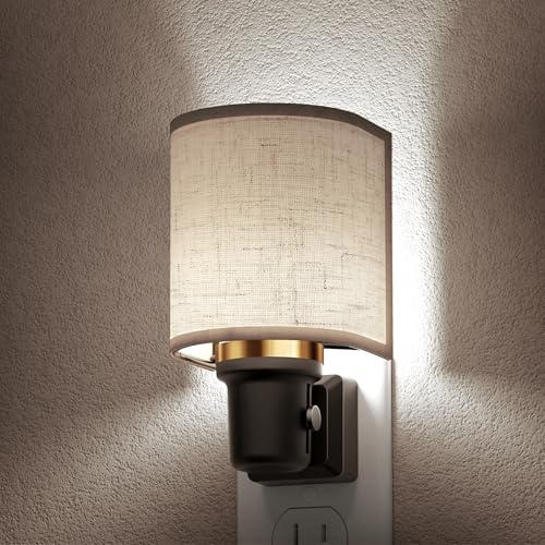 Image of L LOHAS LED Bright Night Lights Plug into Wall, Daylight White, Dimmable | Plug in Night Light, Decorative Nightlights Plug in Wall, Light Sensor, Linen Fabric Nightlight for Hallway Kitchen, 1 Pack