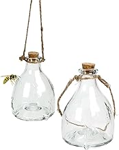 Glas Wespenfalle 2er Set, mit Aufhänger zum Stellen oder Hängen, befüllbar mit Lockstoff, chemiefrei, zur Abwehr von Insekten