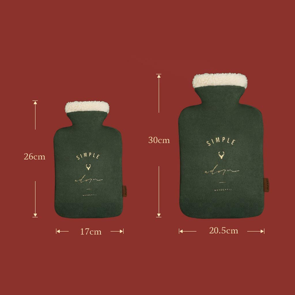 Botellas de agua caliente Botella goma clásica con cubierta punto Bolsa portátil reutilizable llena(Bruin,S)