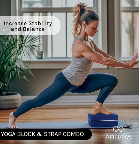 Yoga Block 2-Pack & 1 Strech Strap Combo Pack, 2 Premium Grade High-Density Latex-free EVA Foam Blocks, 1 Stetching Strap 6ft, Deepen Stretches, Stability and Balance by ABHAYA - Image 5