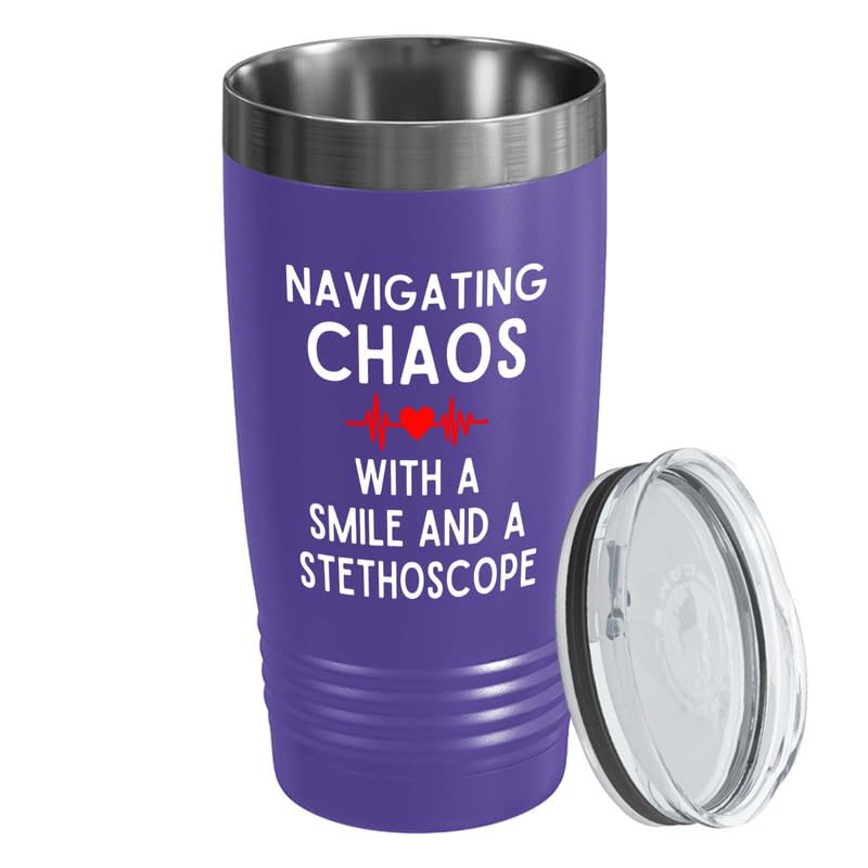 Nurse Director Purple Edition Viking Tumbler 20oz - Smile and stethoscope - Ambulance Technician Medical Team Appreciation for Nurse Hospital Workers