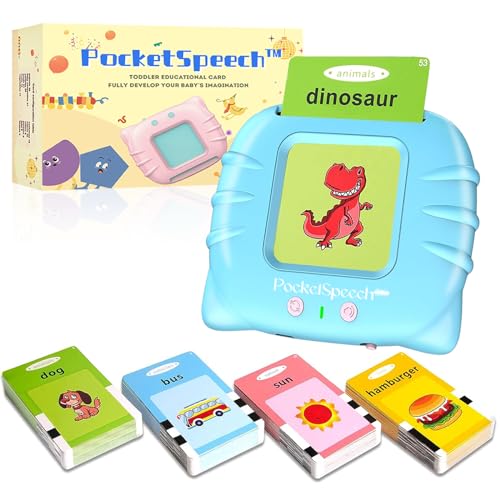 Pocket Speech™ for Toddlers, 224 Sight Word Talking Flash Cards See and Say Speed Up Your Child Learns to Speak,Speech Therapy Toys for Age Over 3 (Blue)