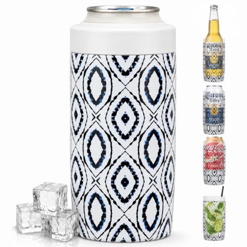 Image of 4-in-1 Slim Can Cooler Easy to Hold Insulated Beer Can Holder Double-Walled Stainless Steel for All 12 Oz Cans (White shape)