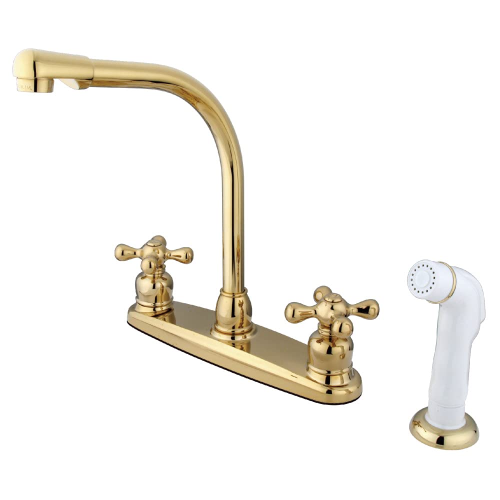 Kingston Brass KB715AXSP Küchenarmatur Victorian – Öl Geriebene Bronze, Mit Brause, Aus Massivem Messing, 2 Griffe