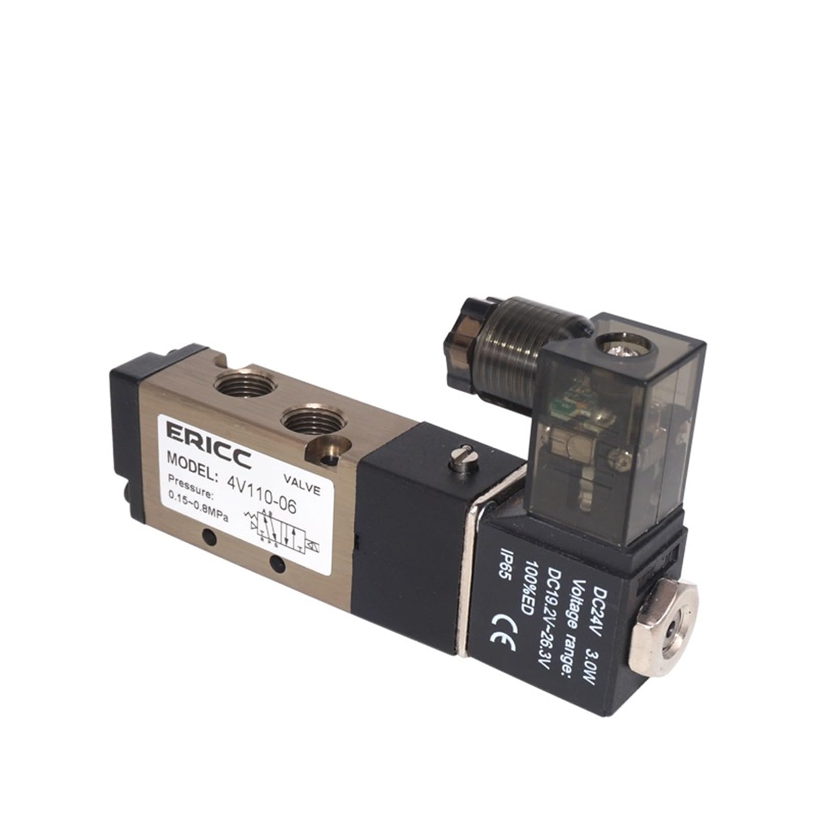 4V110-06 - Electroválvula neumática de 5 vías, 2 posiciones, gas, neumática, eléctrica, solenoide, 12 V, 24 V, 220 V, bobina, voltios, 4 mm, 6 mm, manguera de 8 mm (4V110-06 AC220V, con accesorios de