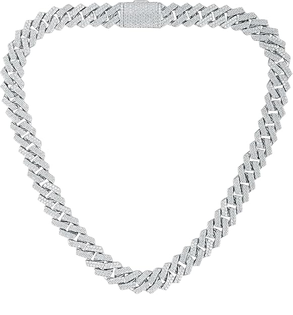 meenaz Mc Stan Chains Cuban Link Chain for Man Women girls gents Miami Necklace for men Iced Cubic Zirconia diamond Silver Long Stainless Steel Ice Rhinestone Hip hop Stylish Rapper -86-picture-21