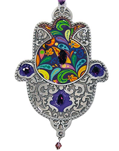 Hamsa Wall Decor, Wall Hanging Art, Handcrafted in Unique Design, Home Jewelry, Bohemian Style, Judaica Gift, Hand of Miriam, Hand of Fatima, for Home Blessing and Great Fortune, Antique Silver