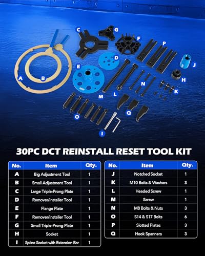 Image of Orion Motor Tech Dual Clutch Transmission Remover Installer Tool Kit, Compatible with Ford DPS6 DCT, 30pc Heavy Dual Clutch Transmission Reinstall Reset Tool, All in One Clutch Tool Kit