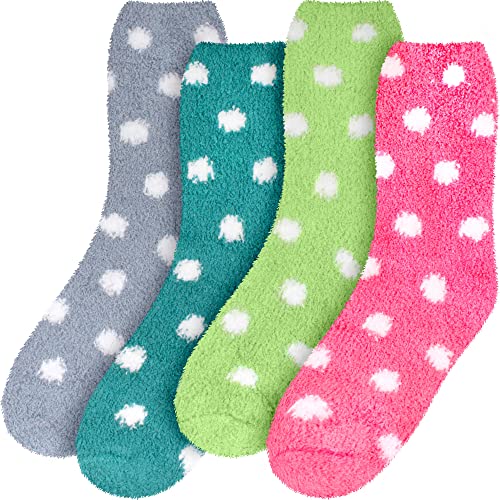 Image of BambooMN Women's Super Soft Fuzzy Socks, Polka Dot, Gradient, Snowflake, Featherlight Cuff - Assorted Colors