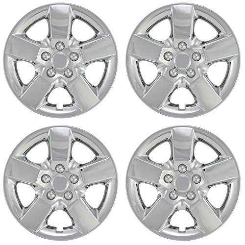 OxGord 16 inch Chrome Snap-On Hubcaps with 5 Spoke Compatible with 2008-2009 Nissan Rogue Standard Steel Wheel Covers