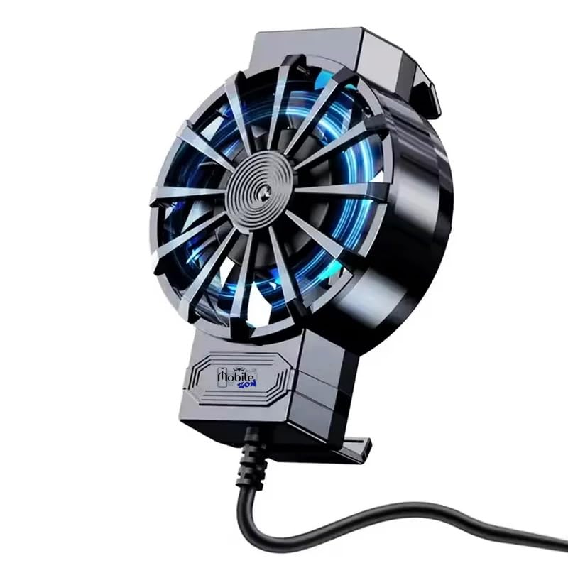 X16 Blue Light Phone Cooler Mobile Radiator Cooling USB Wired Fan for Gaming Vlog Lives Videos BGMI Pubg COD Freefire & Fortnite (Without Cooling Thermal Plate)
